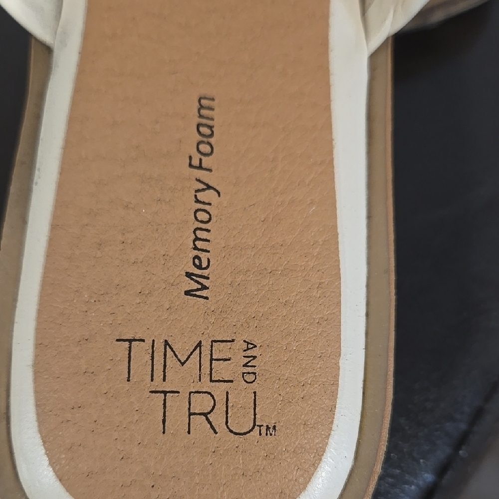 Time and Tru Cream Braided Sandals with Square Toe - Picture 2 of 7